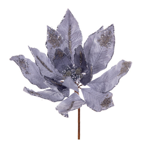 Vickerman L217607 14" Silver Dbl Velvet Poinsettia Pick 
