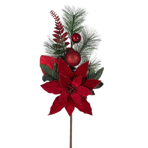 Vickerman L225404 22" Merry Red Deco Poinsettia Spry 2/Bag 