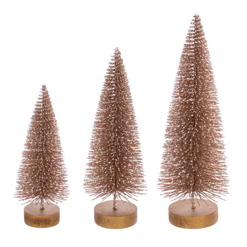 Vickerman LS220638 Champagne Brush Table Top Christmas Tree Set of 3