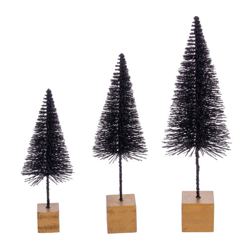 Vickerman LS221317 Black Bottle Brush Table Top Christmas Tree Set of 3