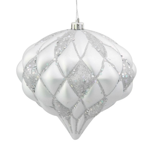 Vickerman M112207 - 5.7 inch Silver Glitter Onion Christmas Ornament