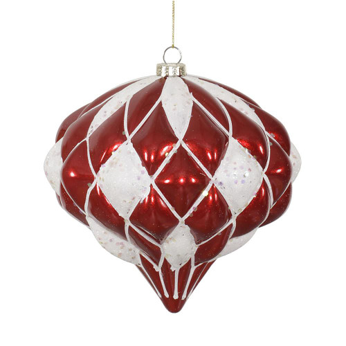 Vickerman M112273 5.7" Red-White Matt-Glit Diamond Onion