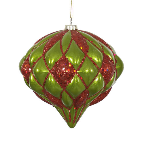 Vickerman M112274 - 5.7 inch Red & Lime Glitter Onion Christmas Ornament