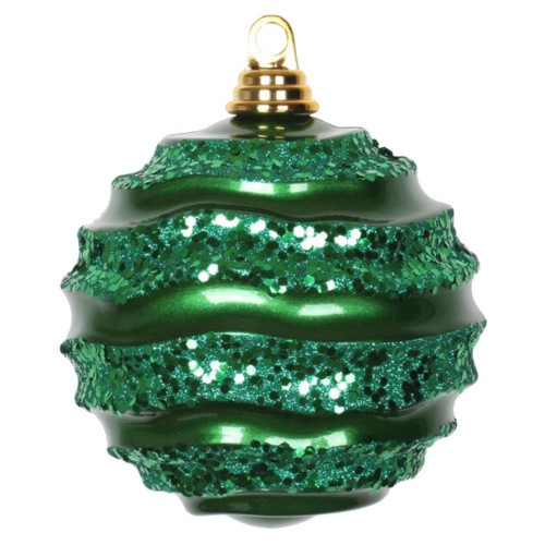 Vickerman M132004 6" Green Candy Glitter Wave Ball