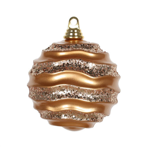 Vickerman M132058 6'' Rose Gold Candy Glitter Wave Ball