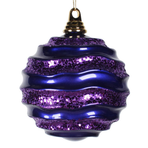  Vickerman M132066 6'' Purple Candy Glitter Wave Ball 