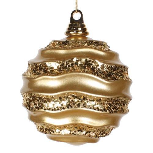 Vickerman M132108 8'' Gold Candy Glitter Wave Ball
