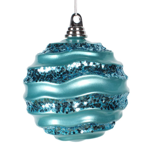 Vickerman M132112 - 8 inch Turquoise Glitter Ball Christmas Ornament