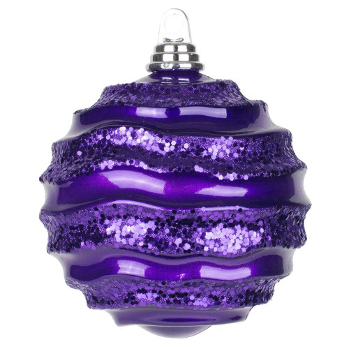 Vickerman M132126 8" Plum Candy Glitter Wave Ball