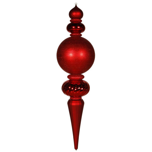  Vickerman M111803 62" Red Finial Shiny-Matte-Glitter 