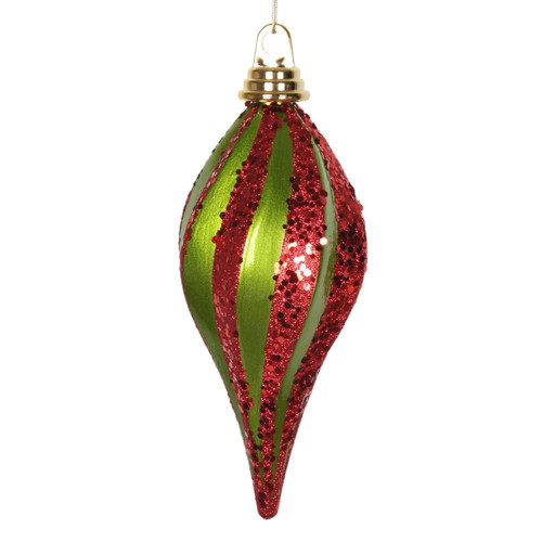 Vickerman M132574 8" Lime-Red Candy Glitter Swirl Drop