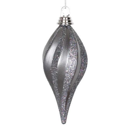 Vickerman M132587 8" Pewter Candy Glitter Swirl Drop