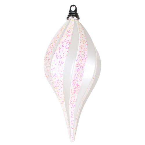 Vickerman M132611 12'' White Candy Glitter Swirl Drop