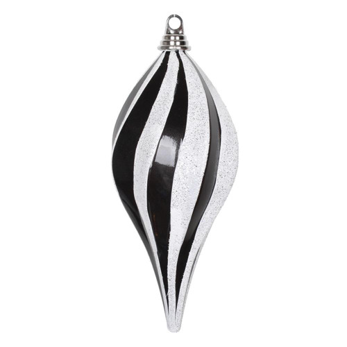 Vickerman M132677 12" Black-White Candy Glit Swirl Drop