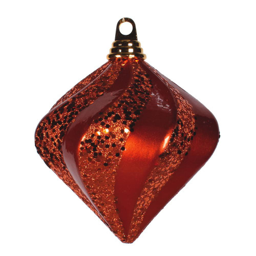 Vickerman M133218 - 6 inch Orange Glitter Diamond Christmas Ornament