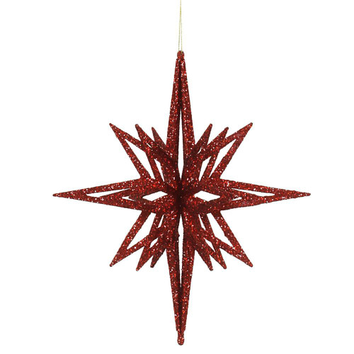 Vickerman M148203 12" Red 3D Glitter Star
