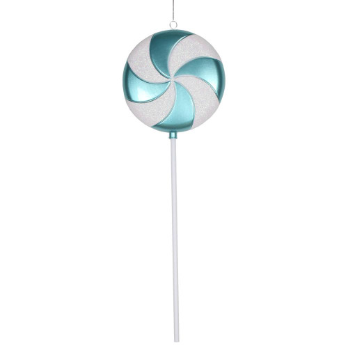 Vickerman M152117 - 24 inch Teal White Glitter Lollipop Christmas Ornament