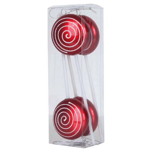  Vickerman M152303 10" Red Candy Irid Swirl Lollipop 4/Box 