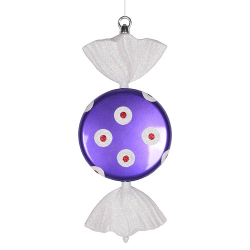 Vickerman M152825 13" Purp-White Polka Dot Candy Glitter