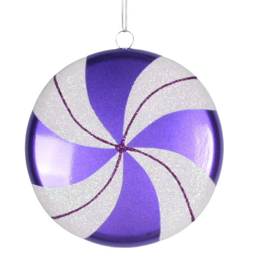 Vickerman M153306 - 6 inch Purple White Candy Christmas Ornament