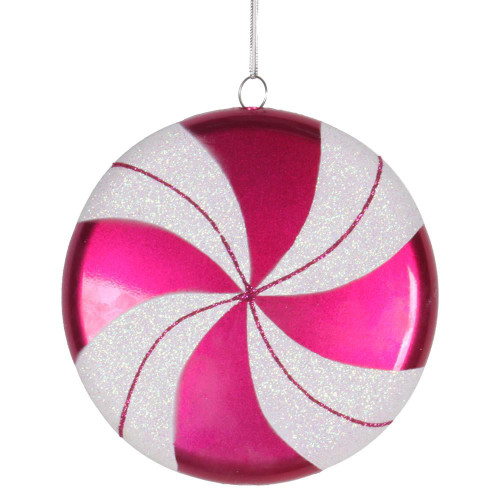 Vickerman M153309 6" Cerise-White Swirl Flat Candy