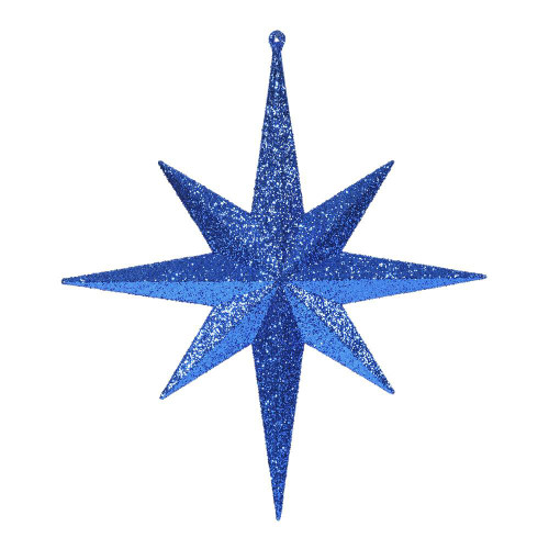 Vickerman M167402 - 12 inch Blue Glitter Star Christmas Ornament - 2 Pack