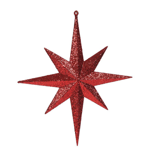 Vickerman M167403 - 12 inch Red Glitter Star Christmas Ornament - 2 Pack