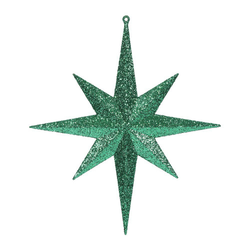  Vickerman M167404 12" Green Glitter Bethlehem Star 2/Bag 