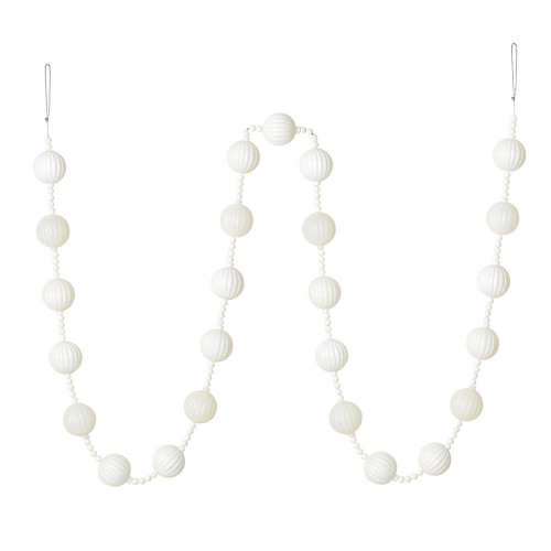  Vickerman M183511 6ft White Stripe Ball Ornament Garland 