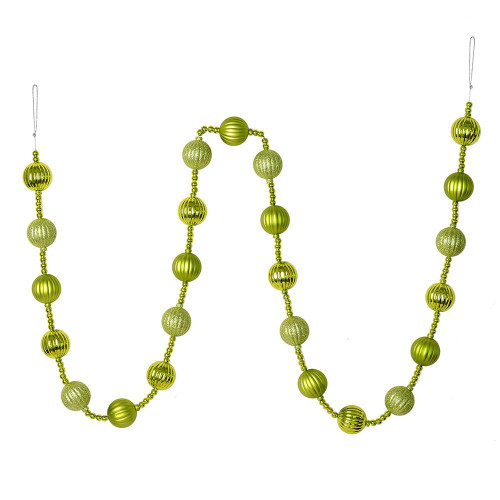  Vickerman M183573 6ft Lime Stripe Ball Ornament Garland 