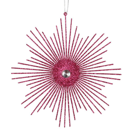 Vickerman M184570 6.5" Fuchsia Glitt Snowflake Burst 6/Bg
