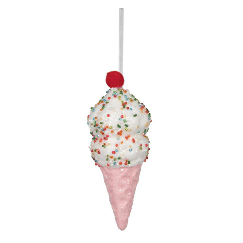Vickerman MC224779 - 5.75 inch Pink Ice Cone Christmas Ornament - 3 Pack