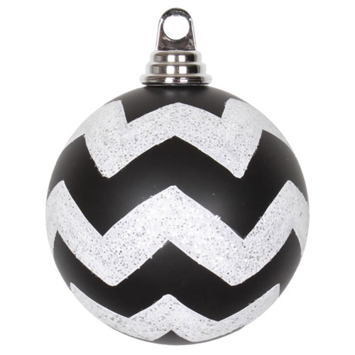 Vickerman M143477 4.75" Black-Wht Matt-Glit Chev Ball 3/Bx