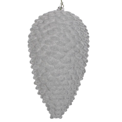 Vickerman MT195707D 7" Silver Flocked Pinecone Ornament 2/Bg