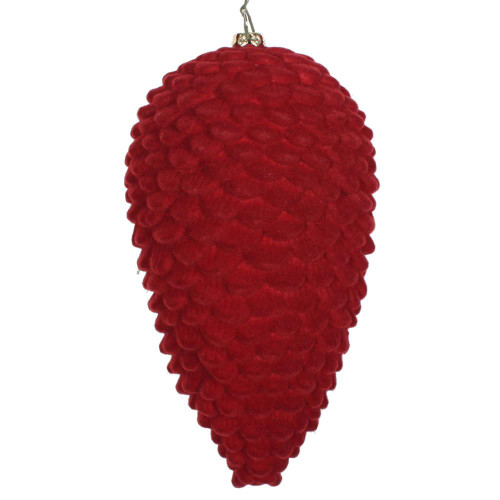 Vickerman MT195765D 7" Burgundy Flocked Pinecone Orn 2/Bag