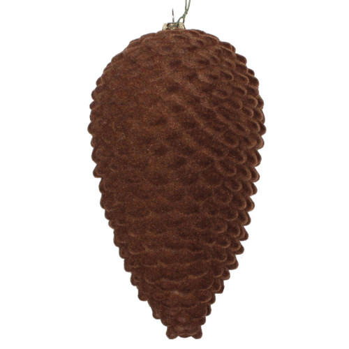  Vickerman MT195775D 7" Chocolate Flocked Pinecone Orn 2/Bag 