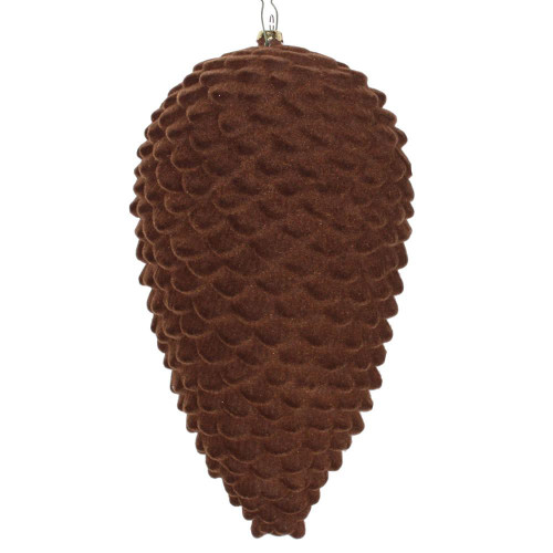 Vickerman MT195875D 10" Chocolate Flocked Pinecone Ornament