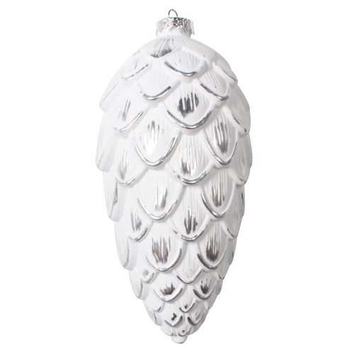 Vickerman MT202407 8" Silver Brushed Pinecone Ornament 2/Bg 
