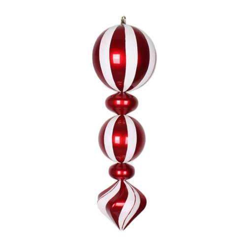  Vickerman M149723 24" White/Red Peppermint Finial 