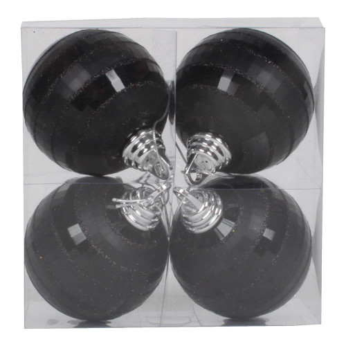 Vickerman M151417 4" Black Shiny-Matte Mirror Ball 4/Box