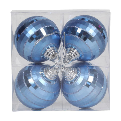 Vickerman M151429 - 4 inch Periwinkle Glitter Ball Christmas Ornament - 4 Pack