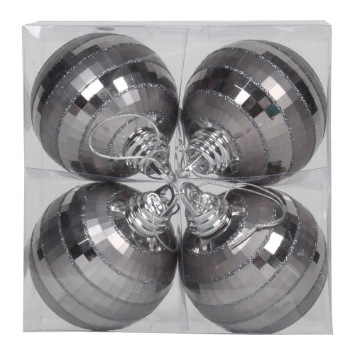  Vickerman M151487 4" Pewter Shiny-Matte Mirror Ball 4/Box 