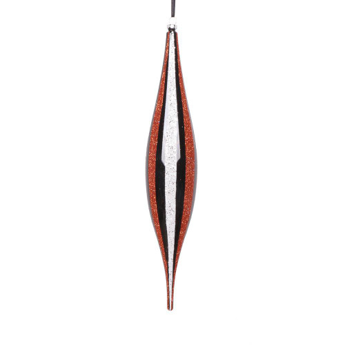 Vickerman MT2210320 - 13 inch Black Glitter Teardrop Christmas Ornament - 2 Pack