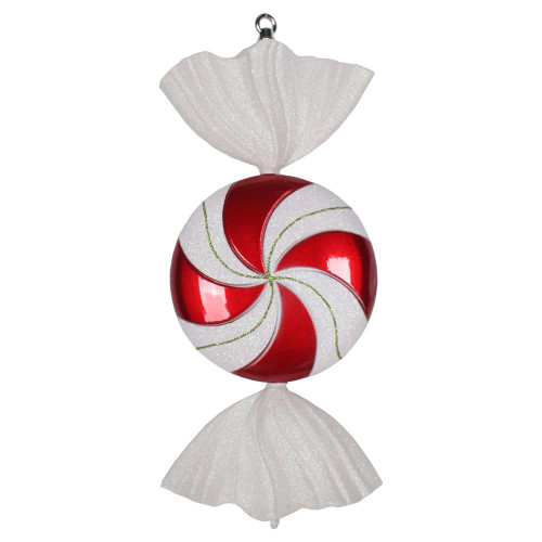 Vickerman M153003 18.5" Red-White Swirl Candy Glitter