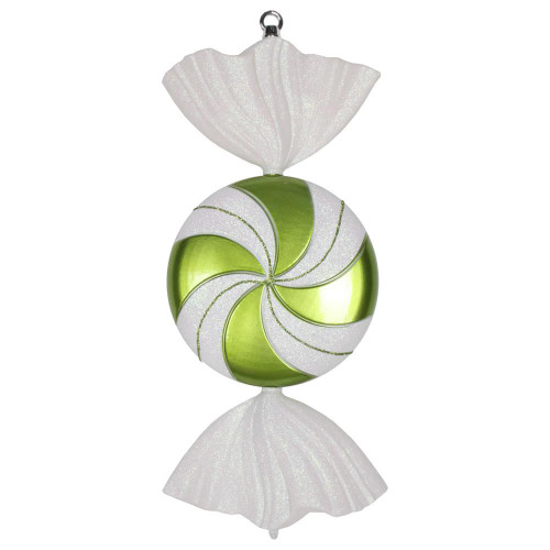 Vickerman M153014 18.5" Lime-White Swirl Candy Glitter