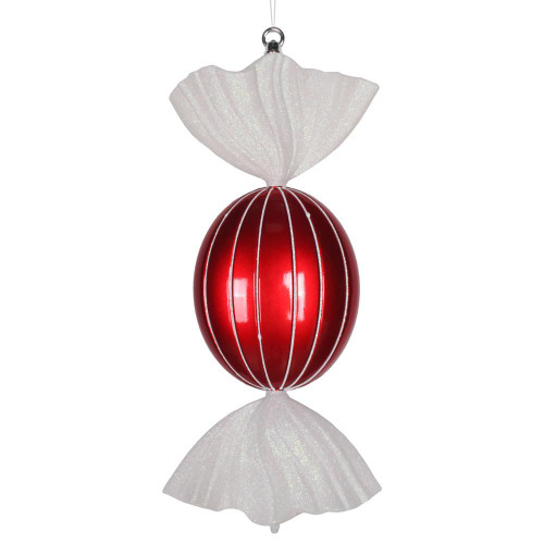 Vickerman M153203 18.5" Red-White Oval Candy Glitter