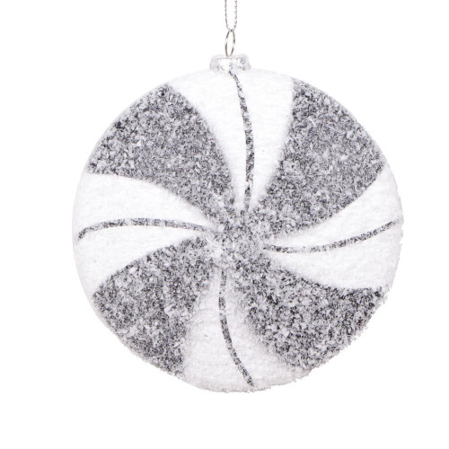 Vickerman MT2214110 - 4 inch Black & White Swirl Ball Christmas Ornament - 4 Pack