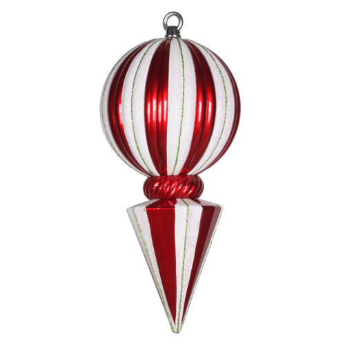 Vickerman M153401 12" Red-White Striped Ball Finial