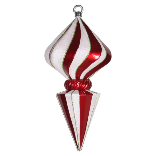 Vickerman M153501 - 12 inch Red & White Shiny Finial Christmas Ornament