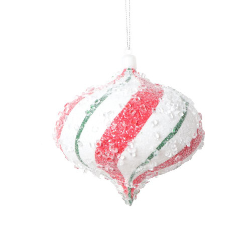 Vickerman MT2215110 4" Red Green Swirl Onion Ornament 3/Bag